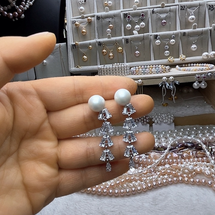 银S925镶嵌珍珠首饰淡水珍珠