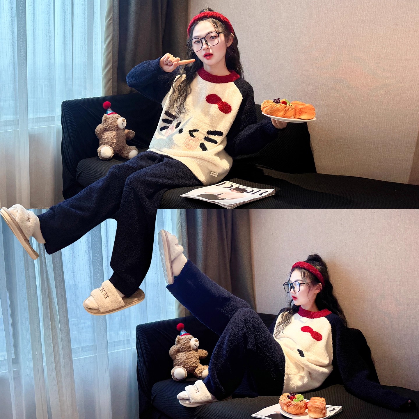 儿童冬季睡衣套装2025新款初中生韩系珊瑚绒长袖女童高品质家居服