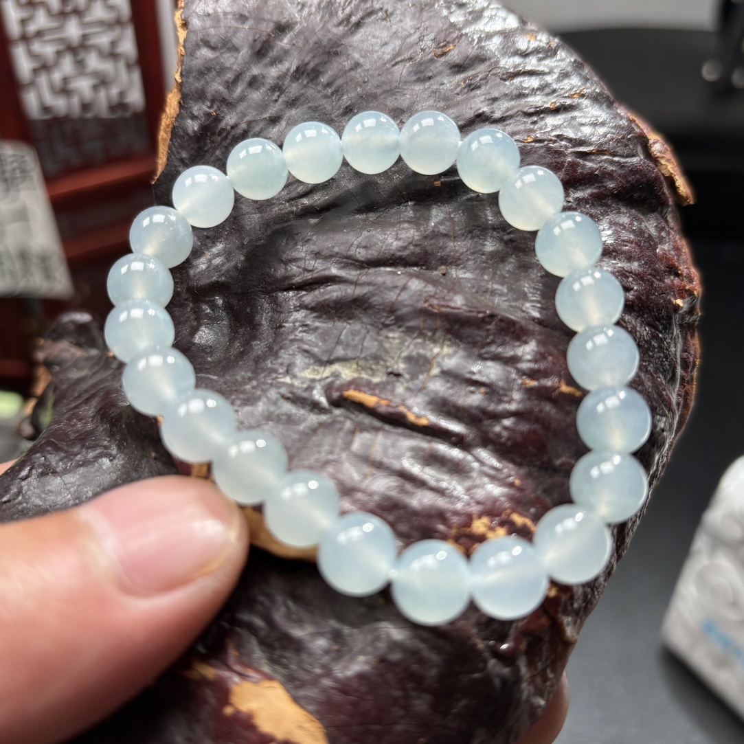 缅甸天然翡翠a货 冰蓝紫卡8*23颗