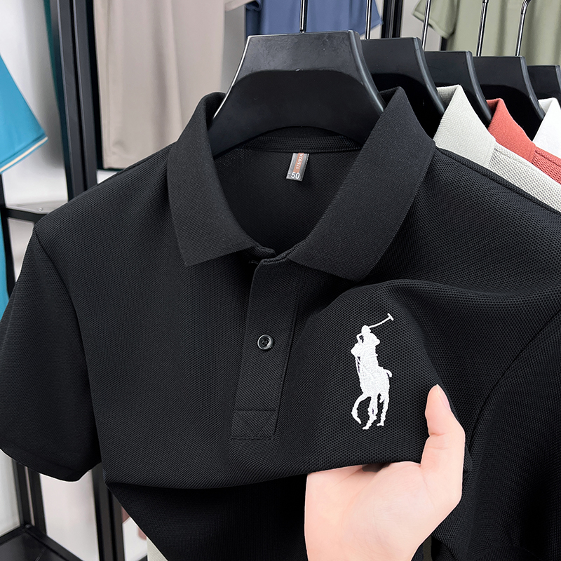 【奥莱品牌折扣】保罗短袖T恤男夏季Polo衫刺绣保罗轻奢痞帅男装