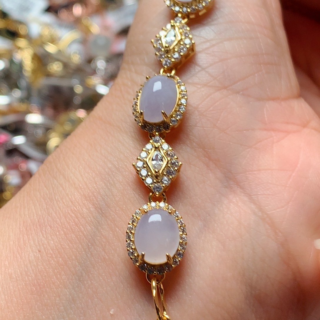 翡翠戒指银S925镶嵌天然翡翠手链