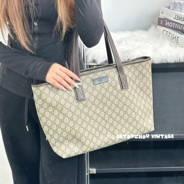 95新 GUCCI/古驰 老花托特单肩包dx