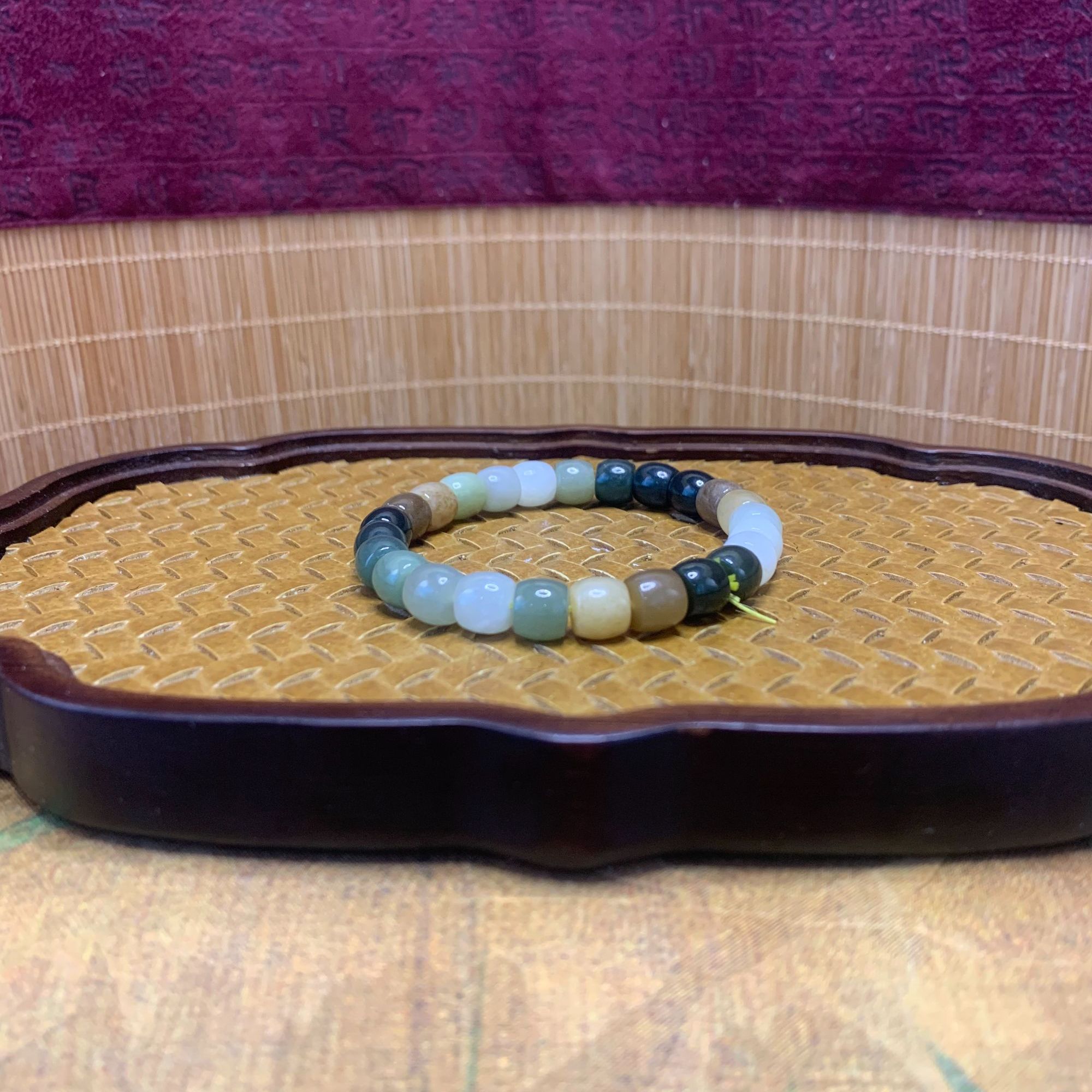 Z和田玉多宝桶珠手串（卡8）0357