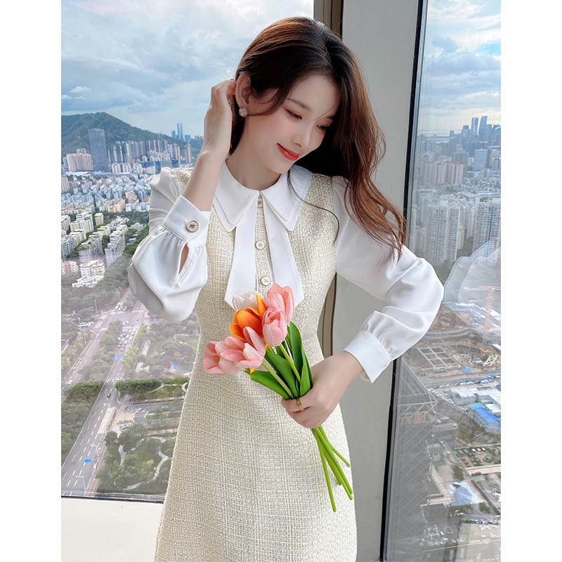 【古蔓诗福利款】5890上新小香风长袖女装收腰显瘦