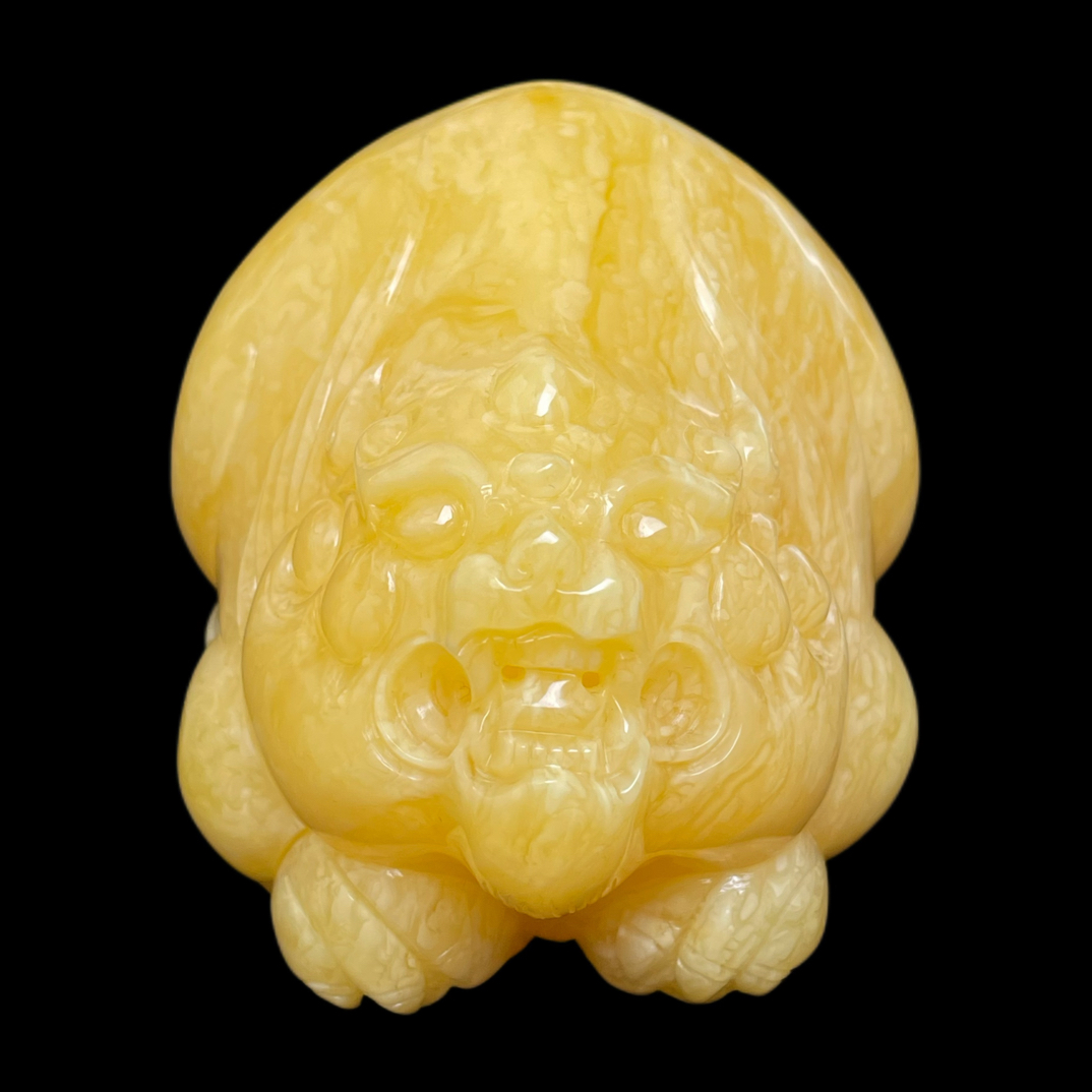 天然琥珀蜜蜡焦皮虎皮貔貅摆件