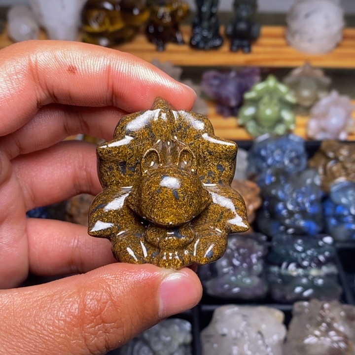 石材醒狮手把件摆件