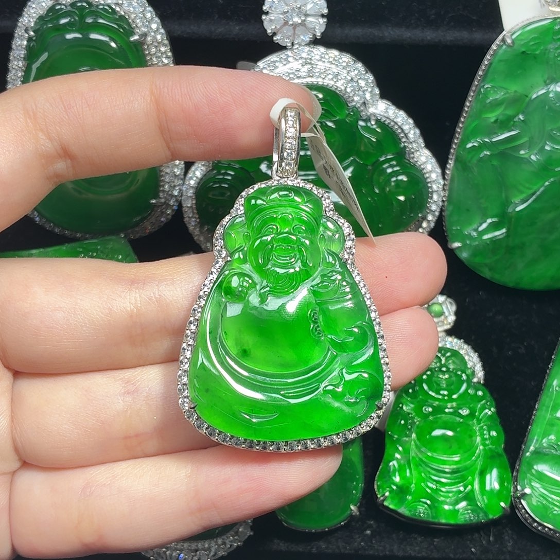 翡翠银S925镶嵌颈饰天然A货翡翠