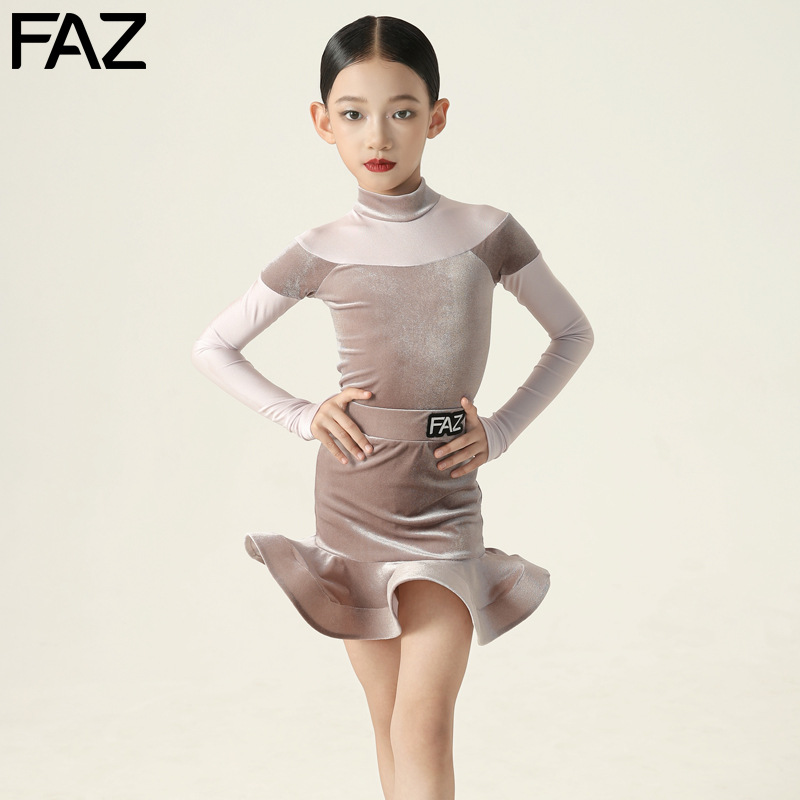 FAZ秋冬儿童表演练功训练舞服女童拉丁舞蹈练习服少儿网红练功服