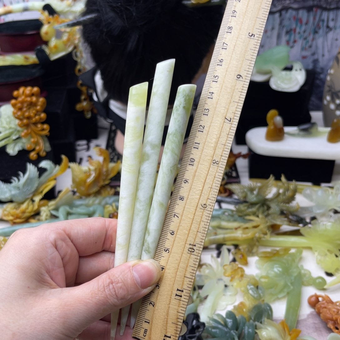 【闪购商品】蛇纹石玉发饰未镶嵌