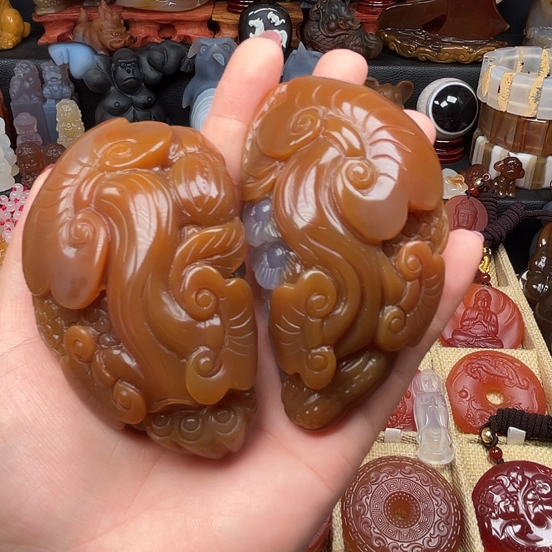 语***墨玛瑙/玉髓未镶嵌手玩件
