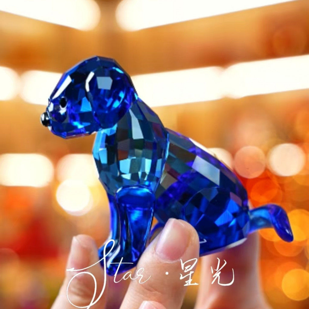 蓝色狗摆件生日情人节礼物书桌面摆件电视柜小象房间家居装饰品