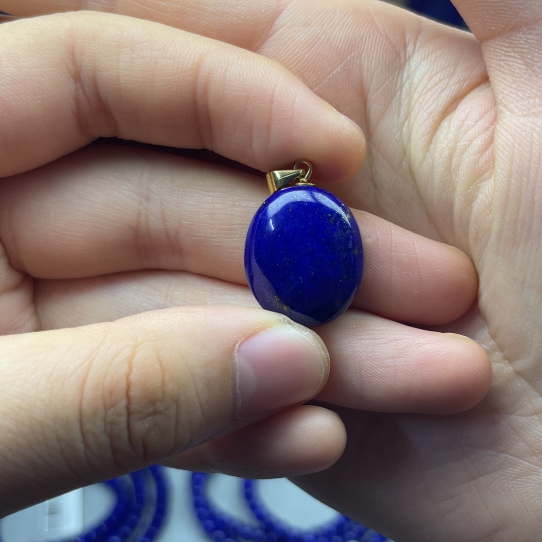 青金石银S925镶嵌吊坠