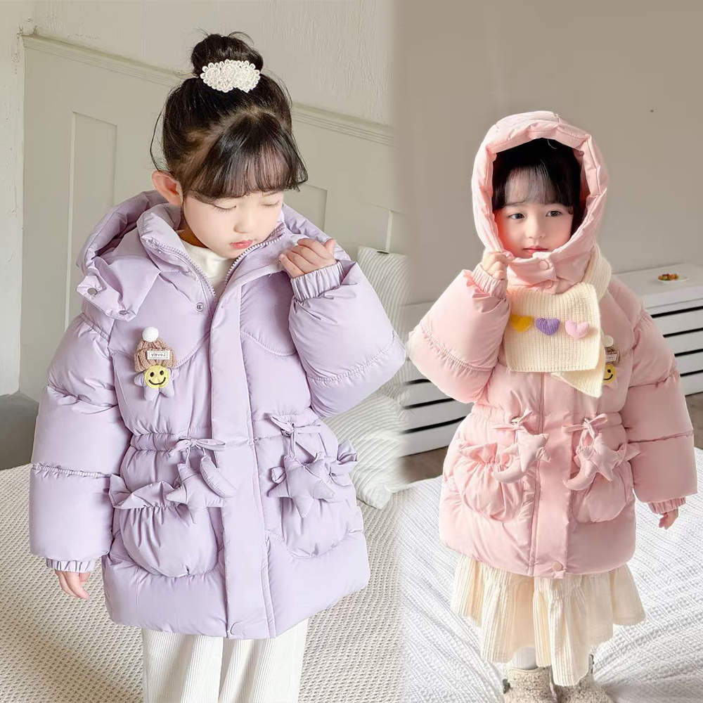 【送围巾】女童加厚棉服儿童冬装宝宝红色拜年服保暖连帽棉袄女宝