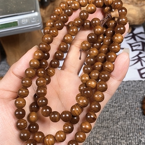 檀香木手串/手链老山檀香黑肉虎纹8.2/108沉水