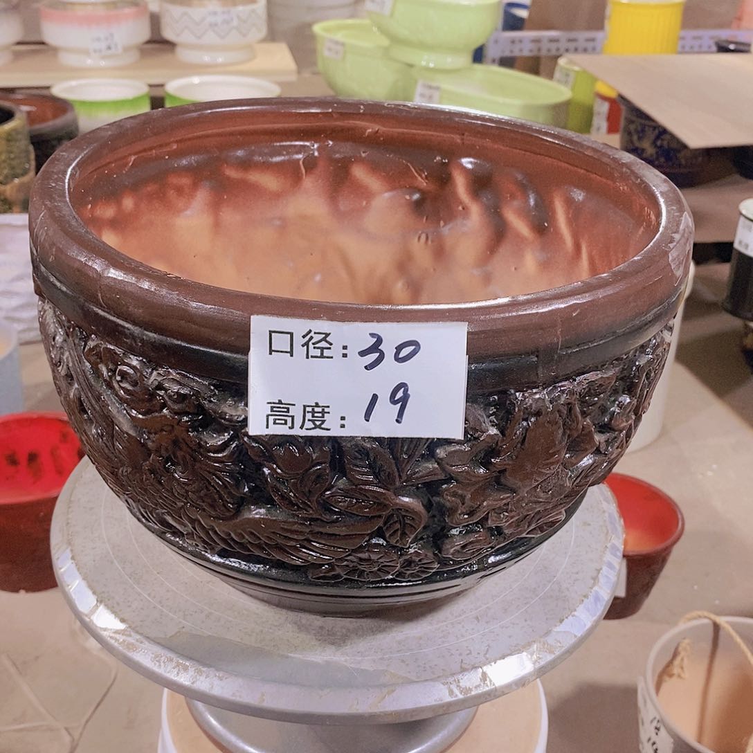 【闪购商品】红陶微瑕花盆-大大大龙凤30×19-1个