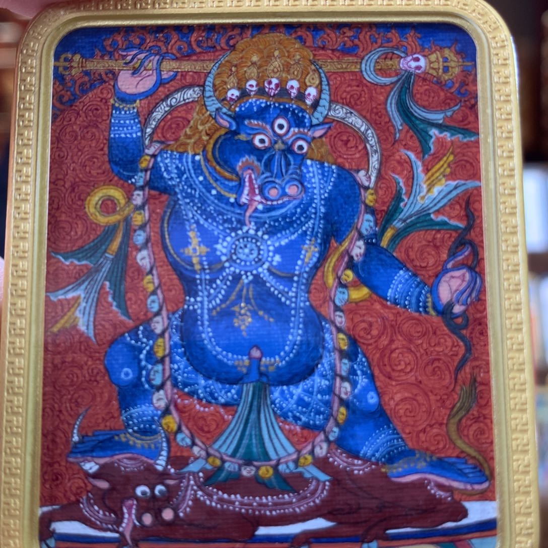 吊坠西藏纯手绘唐卡阎魔敌