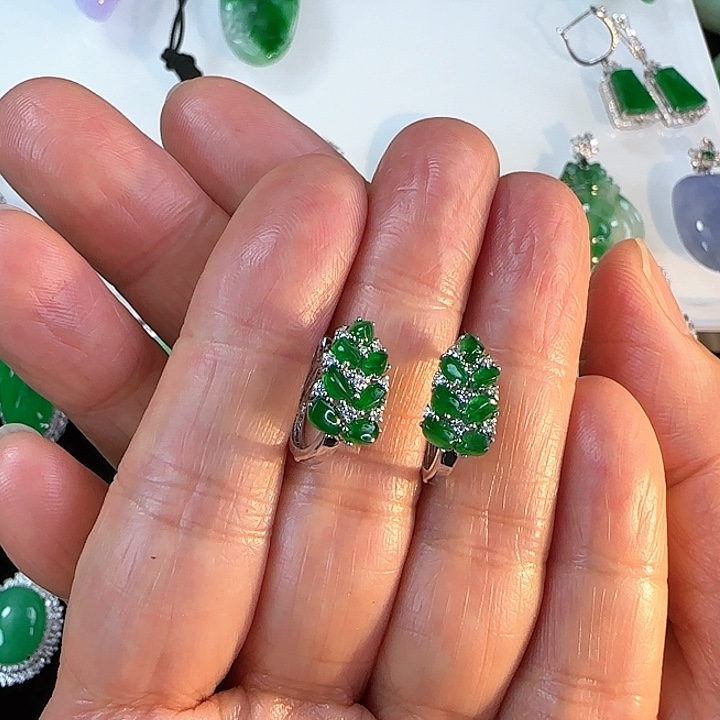 翡翠耳饰18K金镶嵌耳扣