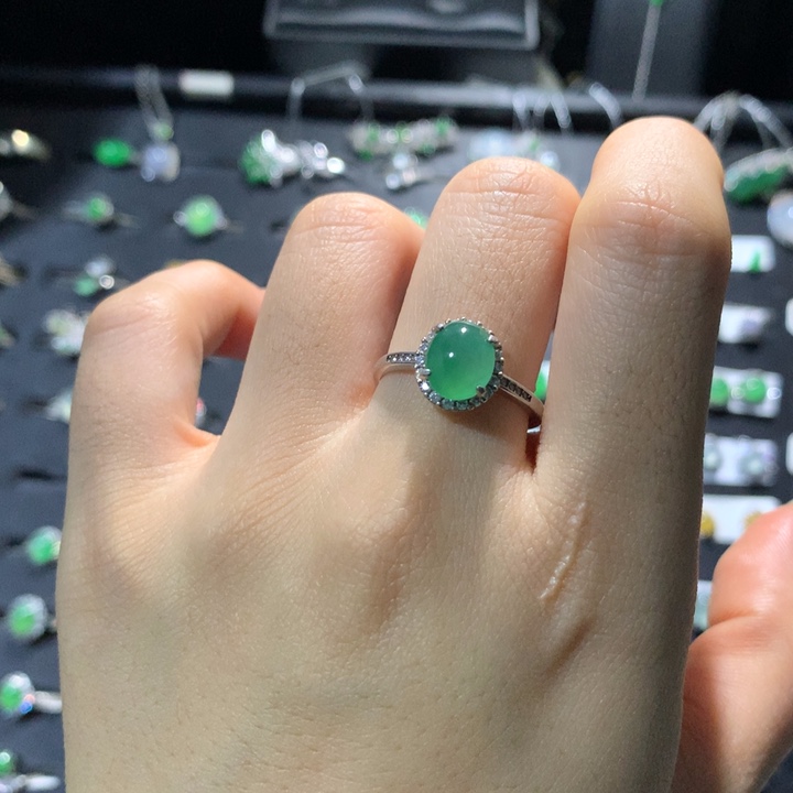 翡翠银S925镶嵌戒指