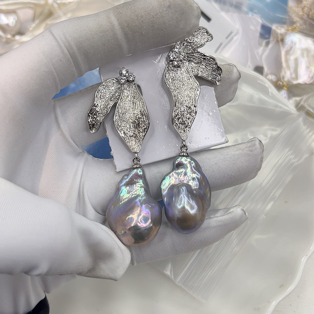 淡水珍珠耳饰合金