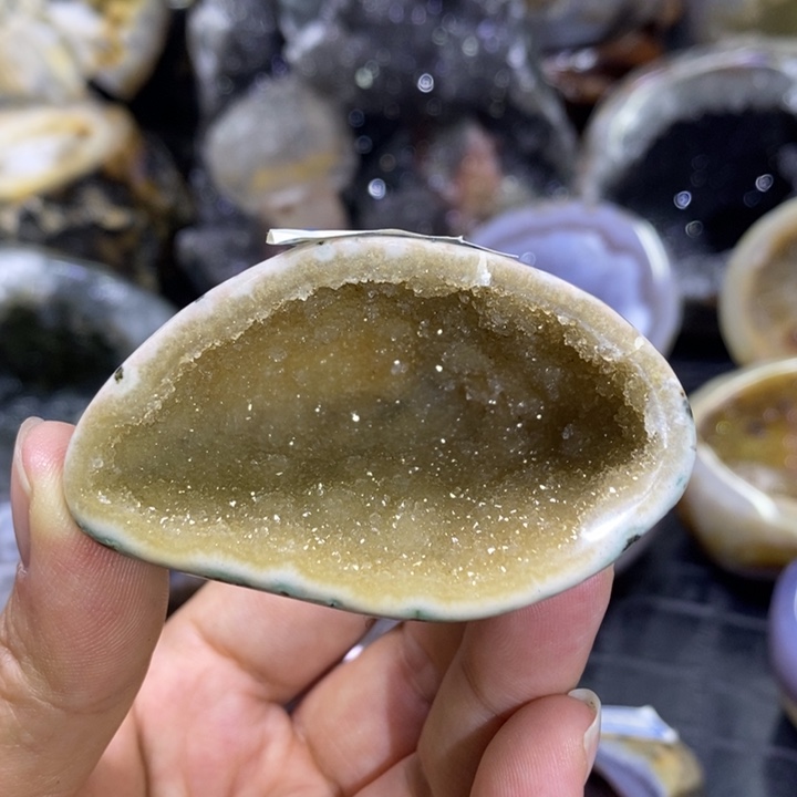 未镶嵌珠宝半成品紫晶黄软洞