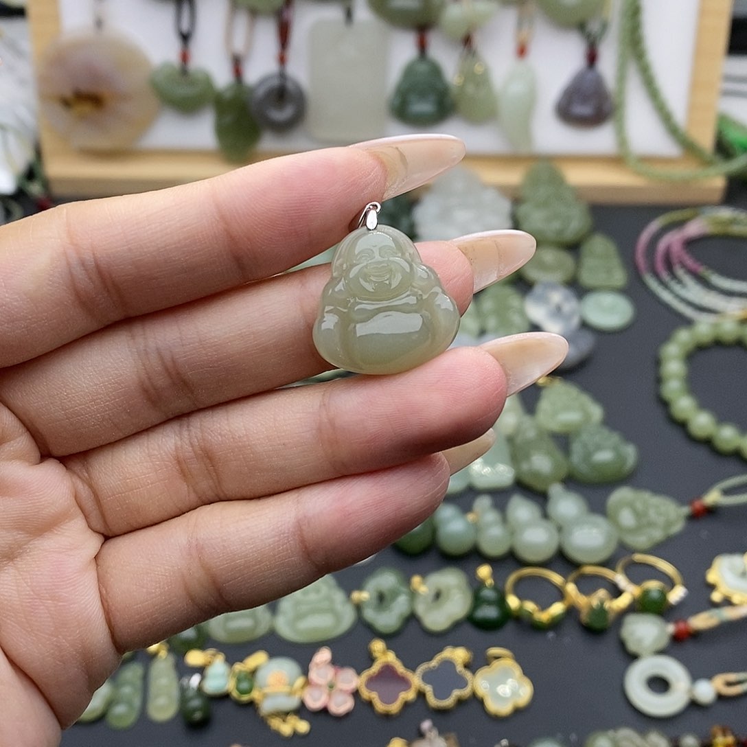 和田玉吊坠(不含链)银S925镶嵌