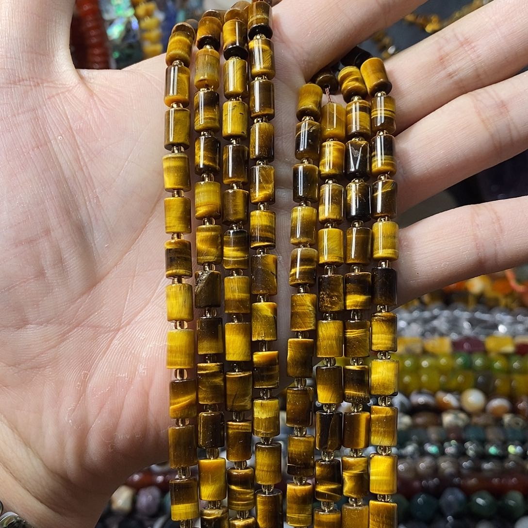 石英质玉未镶嵌，A品虎眼柱子6×9mm，