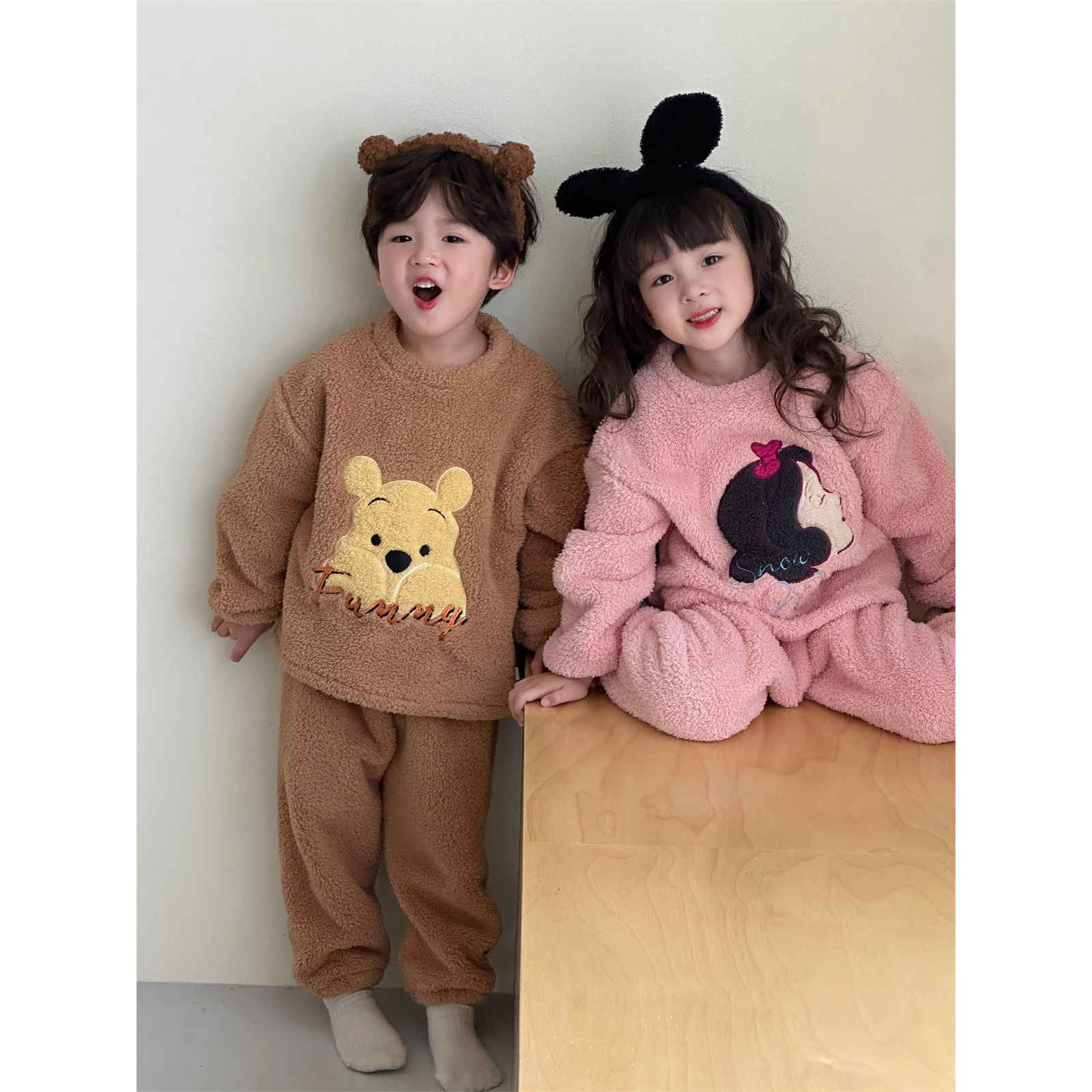 【乔治蓝乔】儿童加厚云朵绒保暖家居套装1038