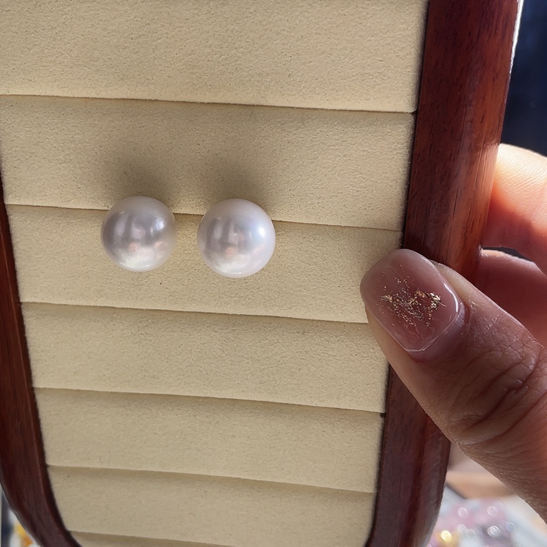 静***阳银S925镶嵌淡水珍珠耳饰大气款