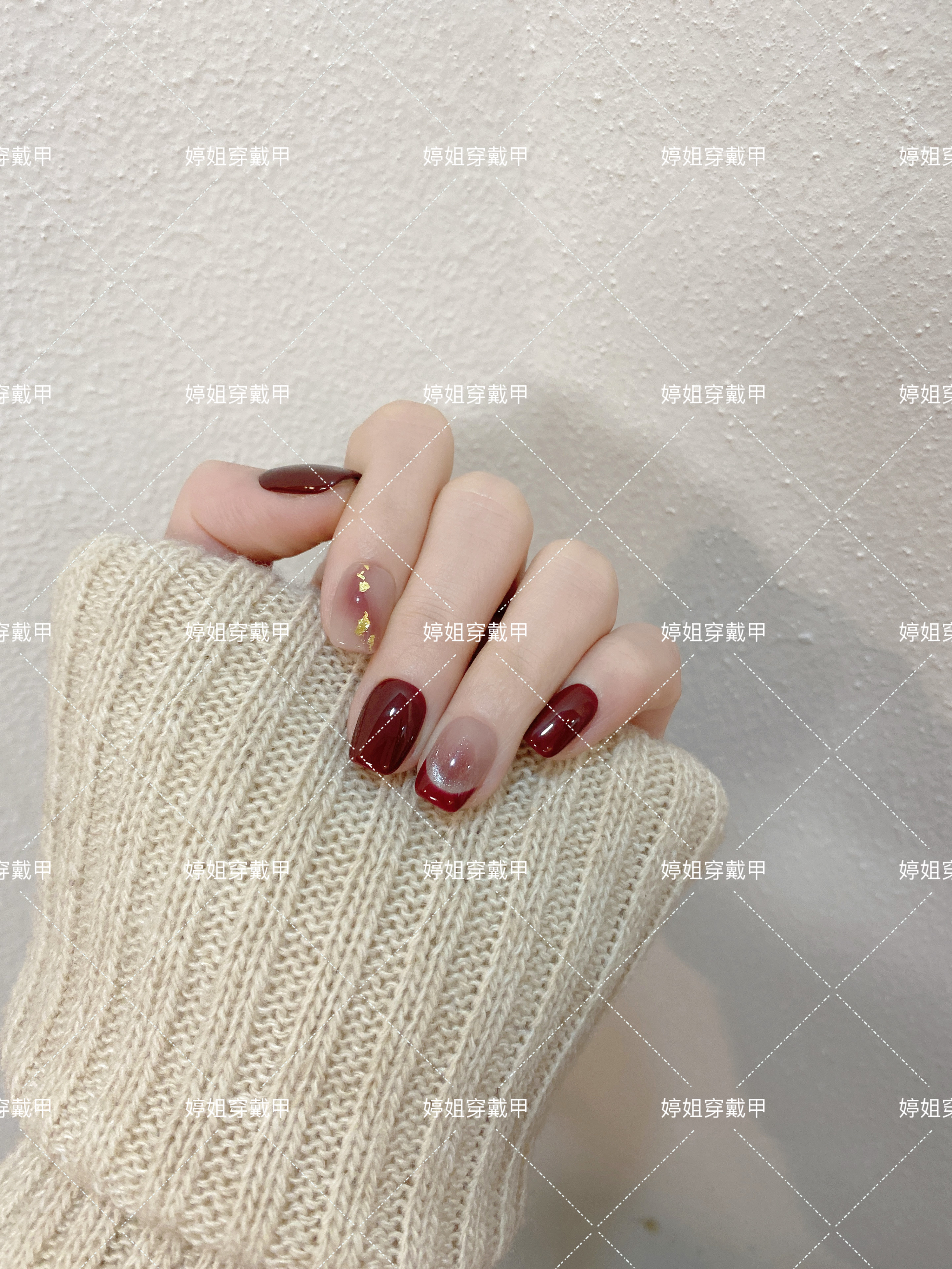 浪漫红色系美甲显白牢固 【喜气洋洋】纯手工穿戴甲