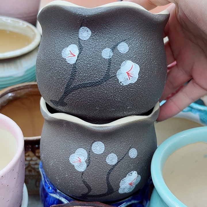 多肉绿植陶瓷花盆9.9包邮，有孔