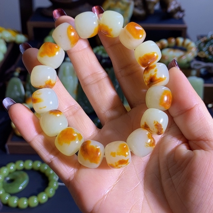 和田玉手链未镶嵌白***白