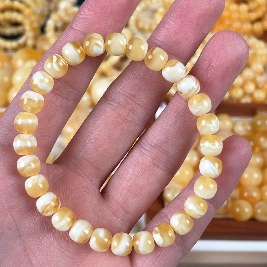 蜜蜡裸石未镶嵌单圈7+