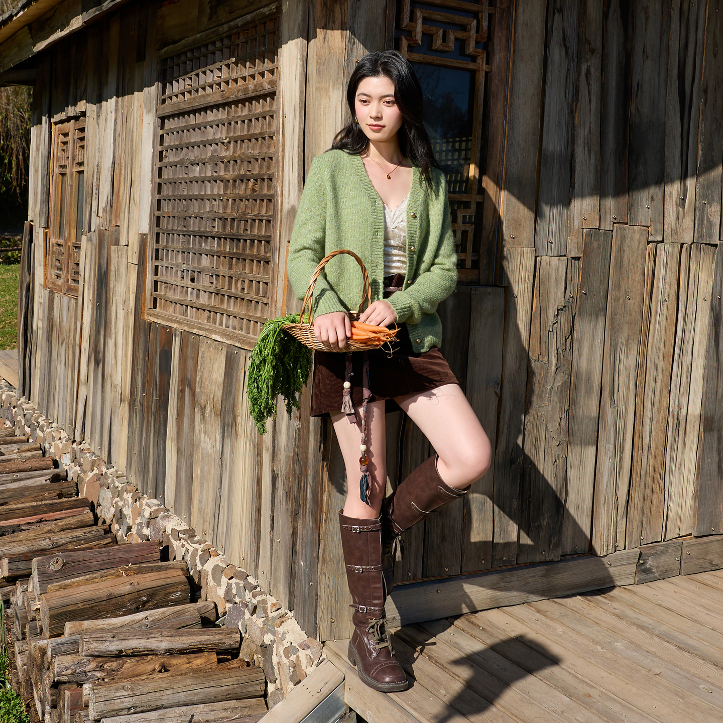 美利奴羊毛~三彩大码女装26春季V领针织开衫毛衫亮丝