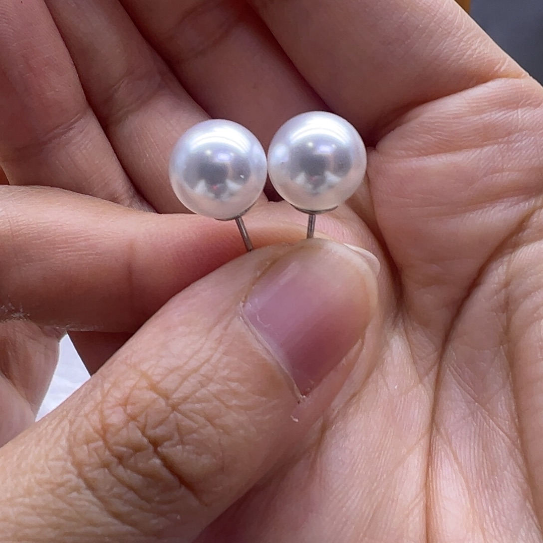 银S925镶嵌淡水珍珠耳饰