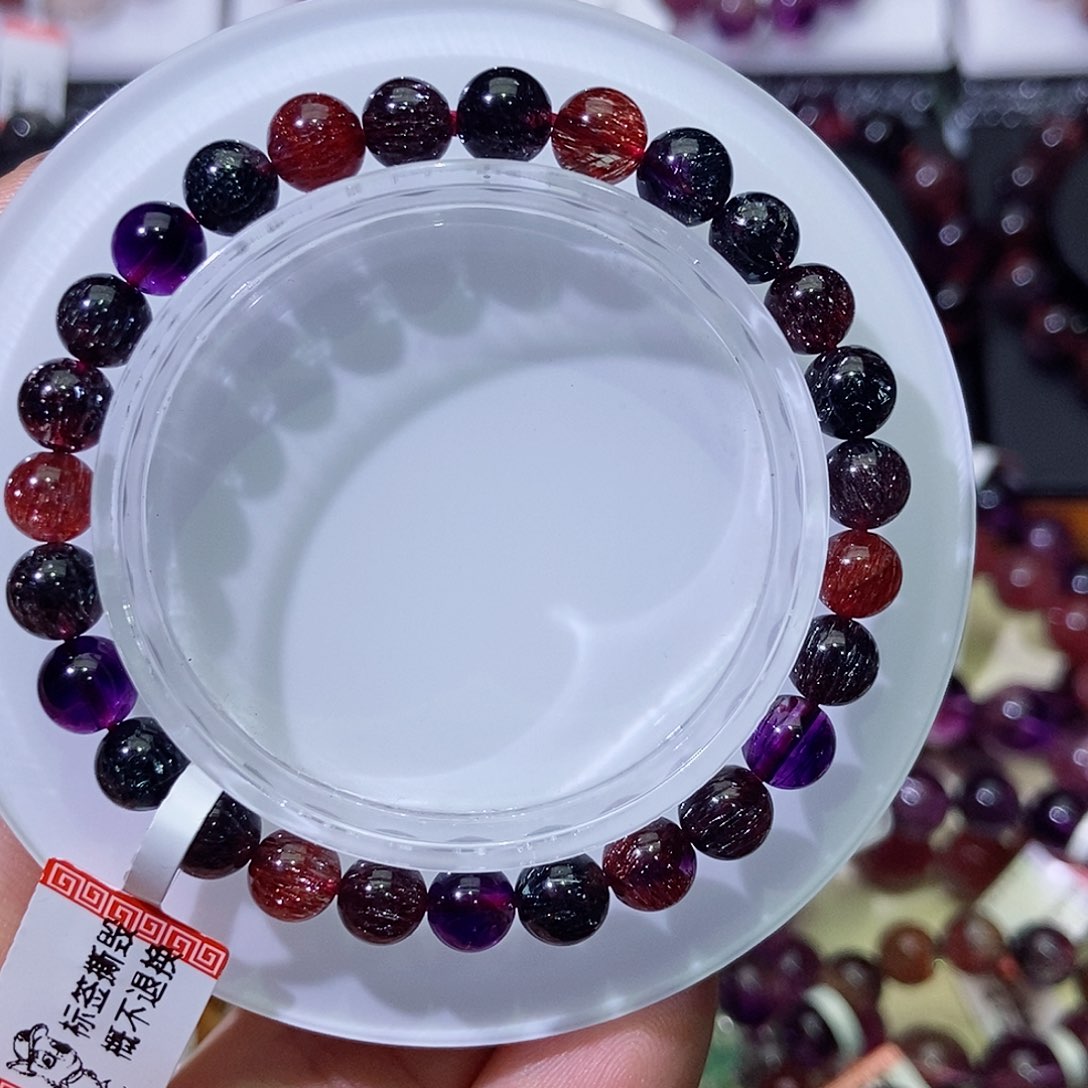 未镶嵌手串水晶黑加仑6.8