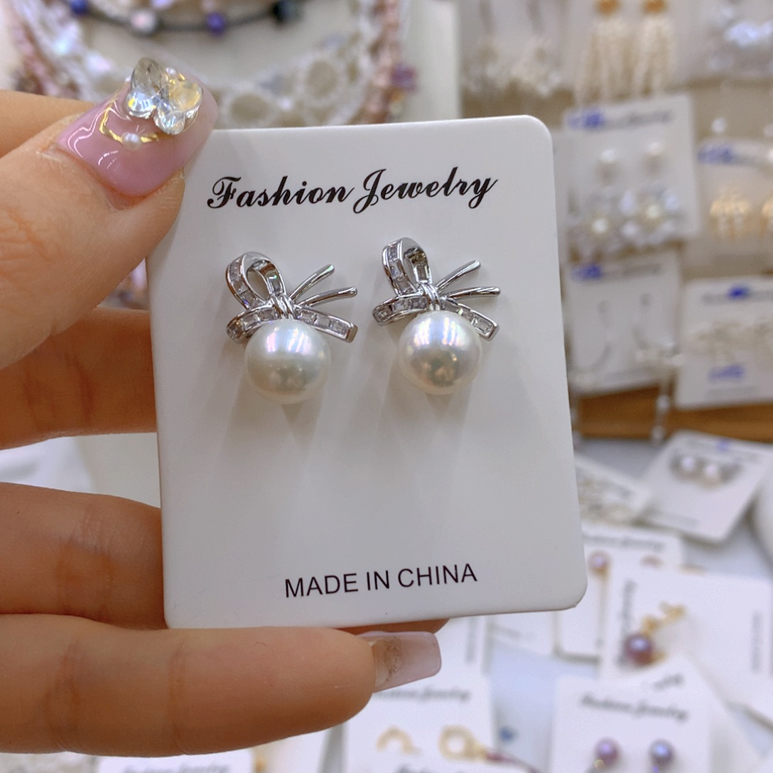 淡水珍珠耳饰 一银S925镶嵌