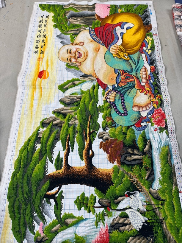 1.56✖️86大肚弥勒佛迎客松十字绣成品