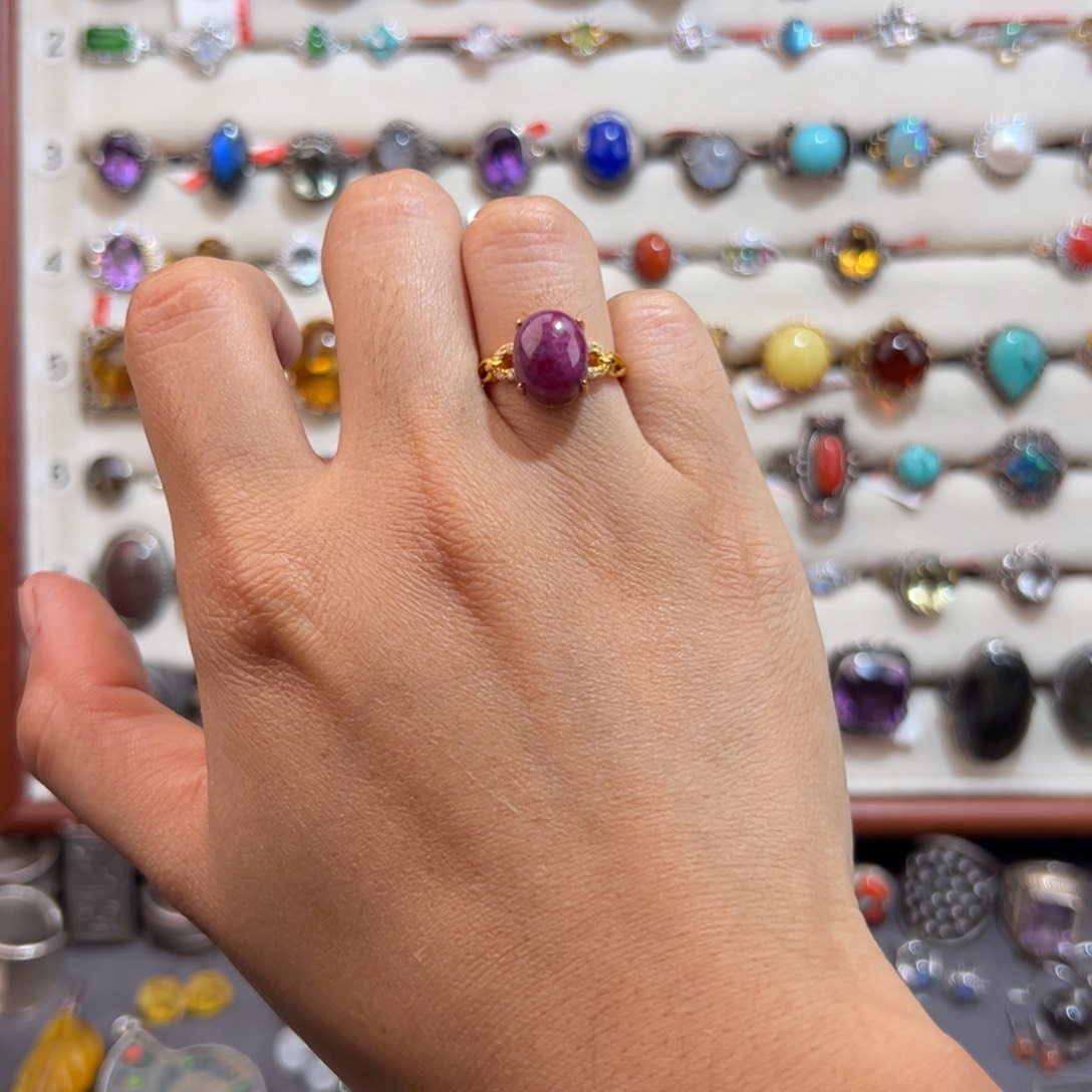 S***帆925银紫色戒指活口银镶