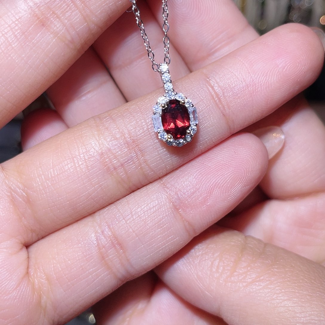 石榴石套链银S925镶嵌