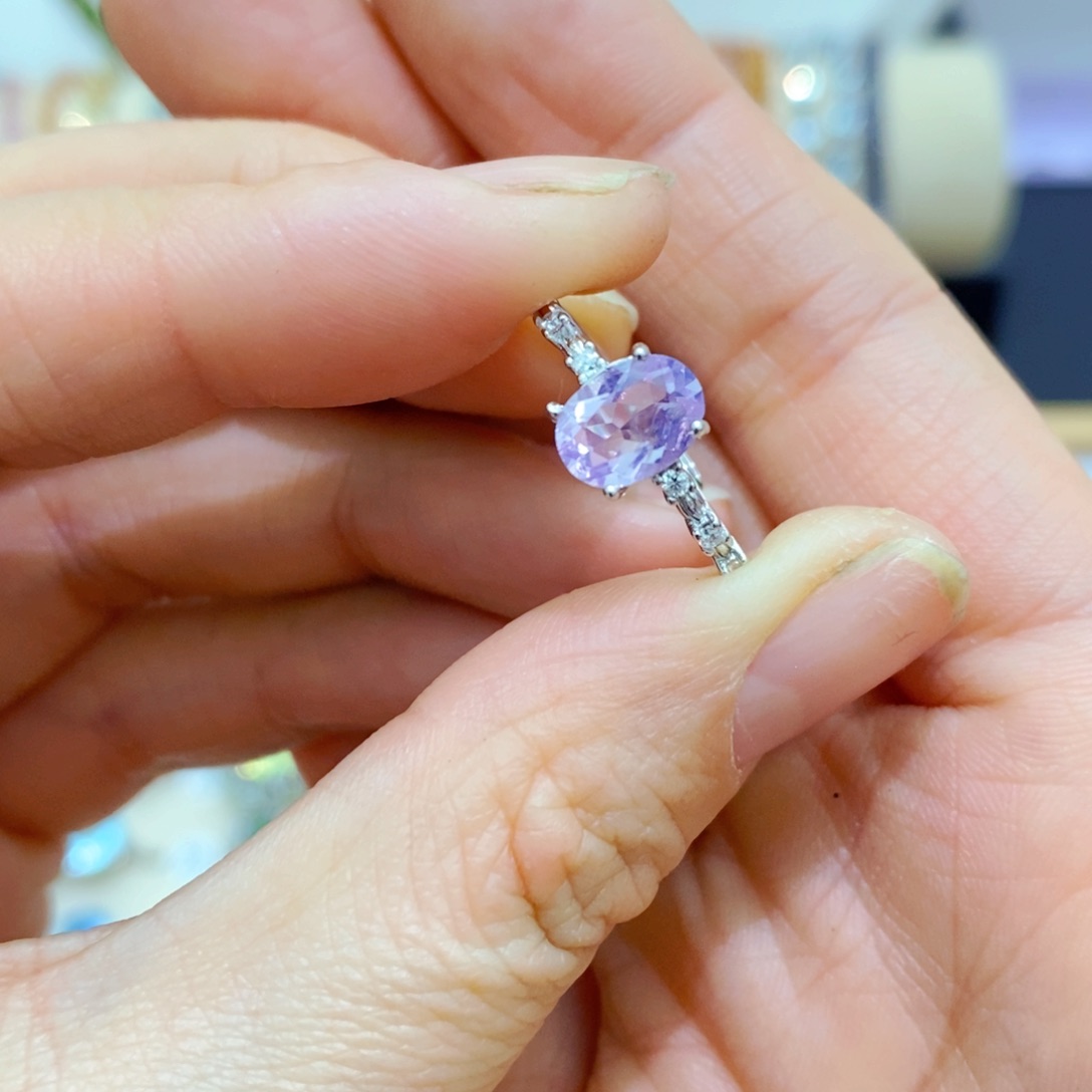 紫晶戒指银S925镶嵌戒指