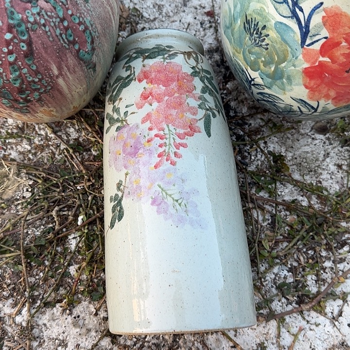 口***再微瑕景德镇手工花瓶清