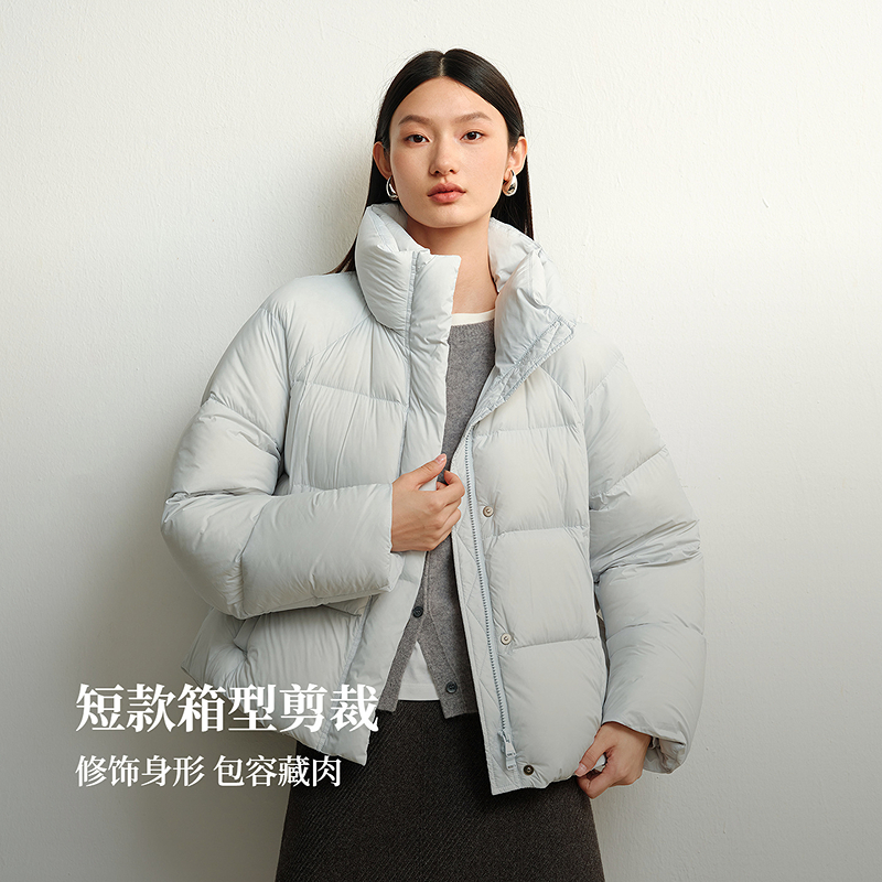 【会员专享】迪赛尼斯冬智性通勤白鸭绒蓬松保暖立领羽绒服