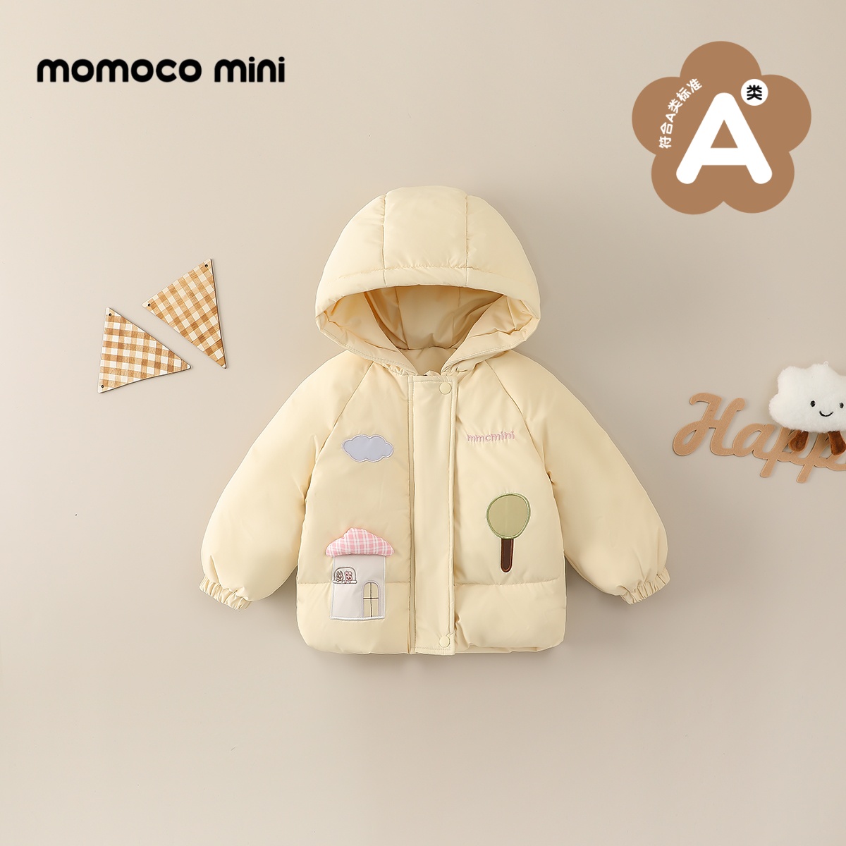 【厚款90白鸭绒】MOMOCOmini婴童冬季女宝洋气羽绒外套87810102006