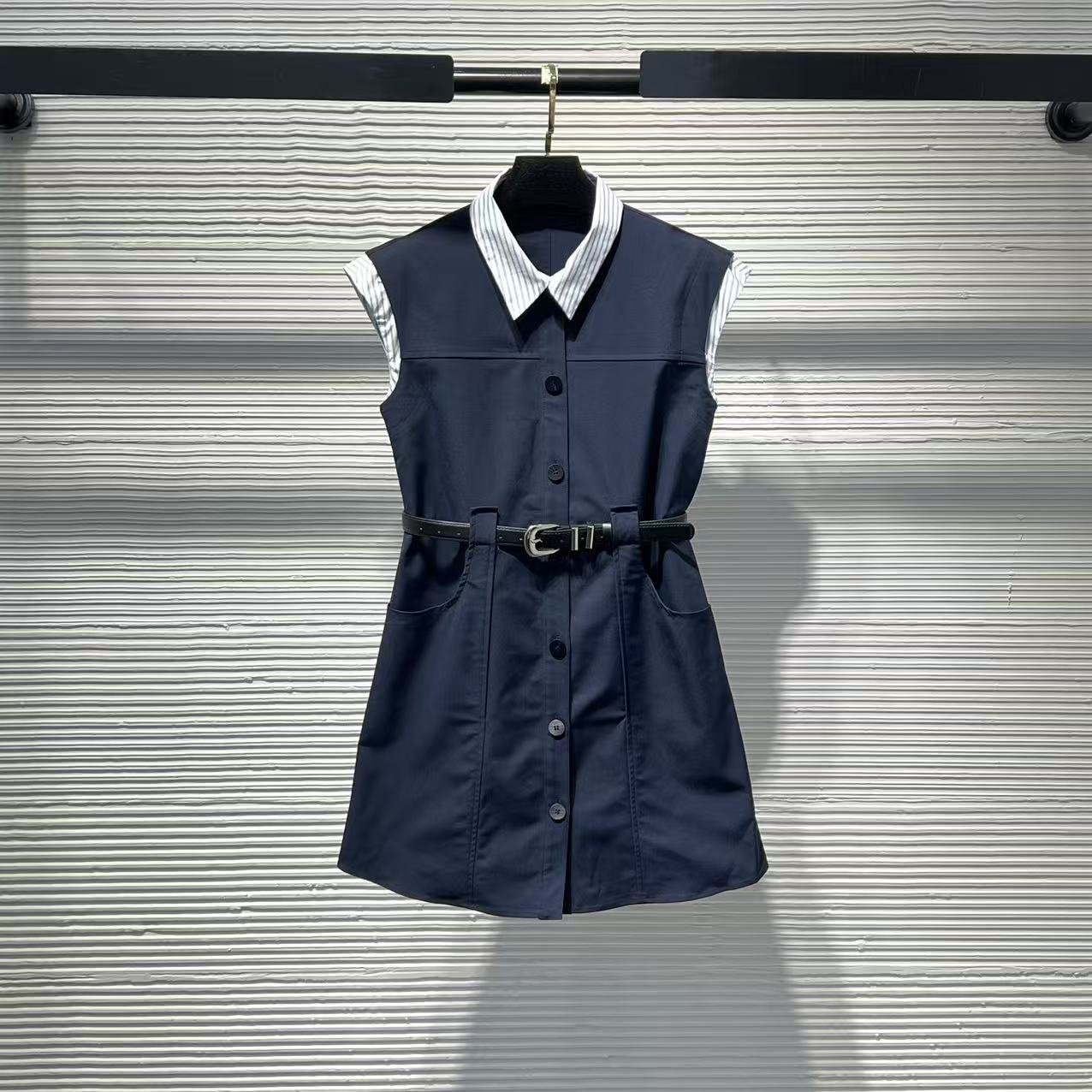 无袖A字裙夏季连衣裙拼接百搭潮流女装A135