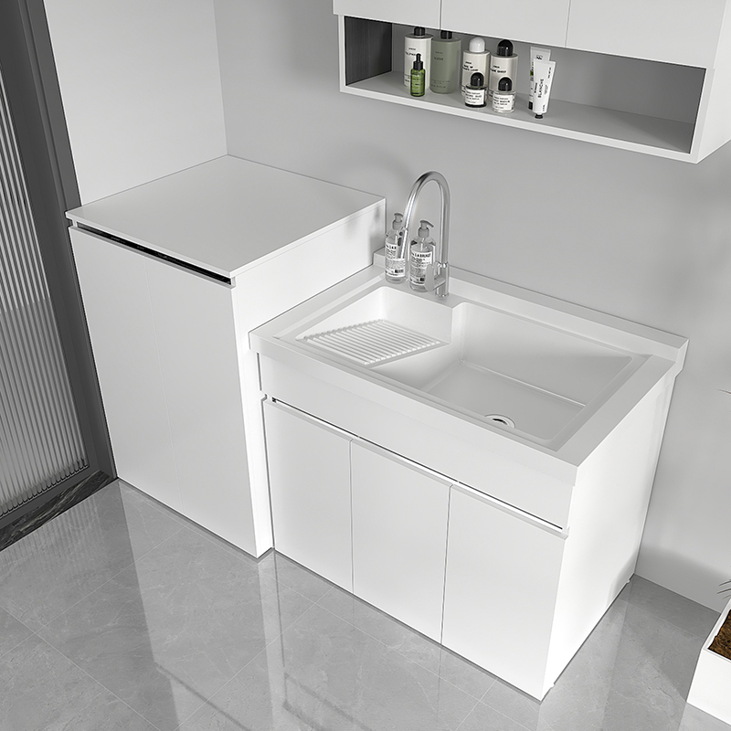 SUPOR/苏泊尔不锈钢波轮阳台洗衣柜定制带搓板一体洗衣池台洗衣柜