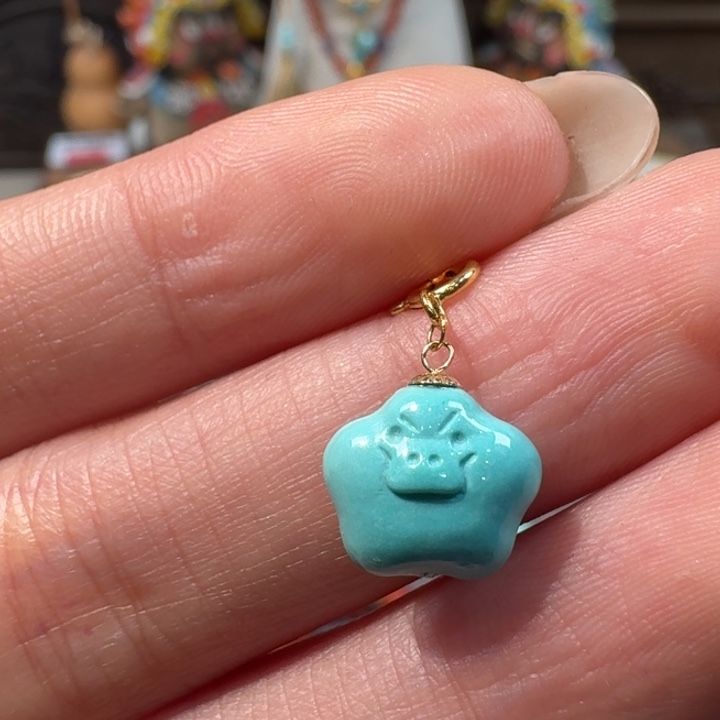 绿松石18K金镶嵌你好鸭滴流