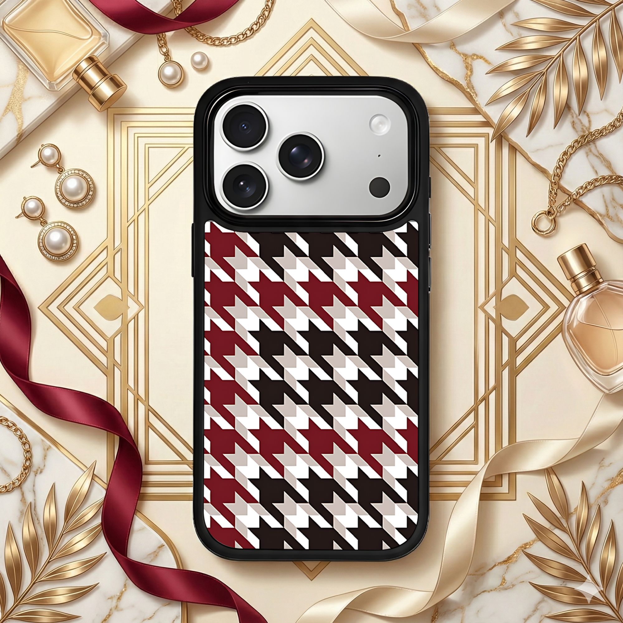 千鸟格高级适用于华为mate80/P70苹果15/16/17promax磁吸手机壳