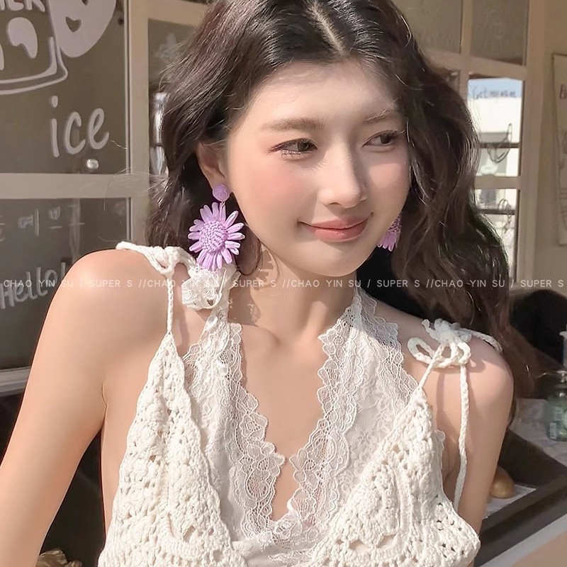 合金耳饰 度假风太阳花耳环女小众设计独特耳钉2025新款春夏耳饰