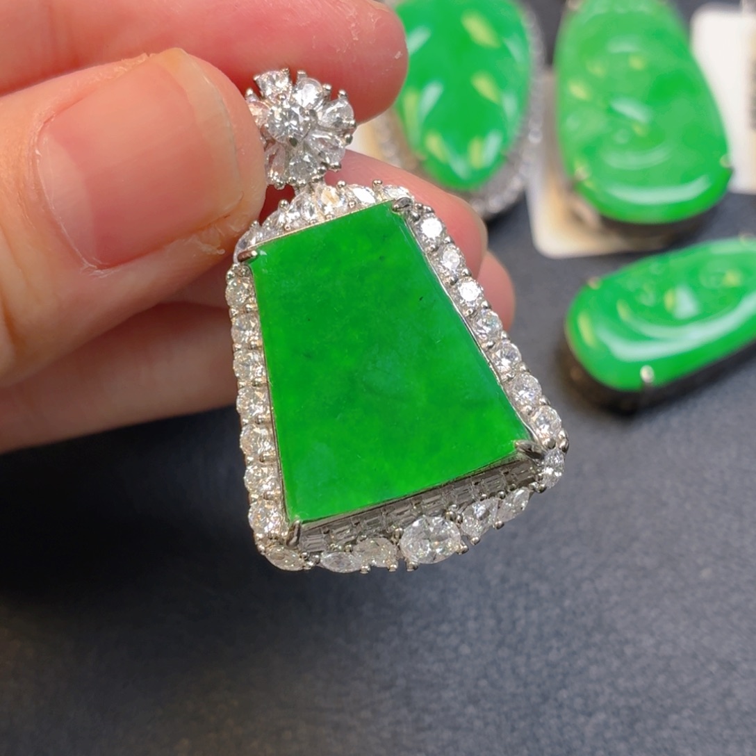 翡翠银S925镶嵌吊坠(不含链)