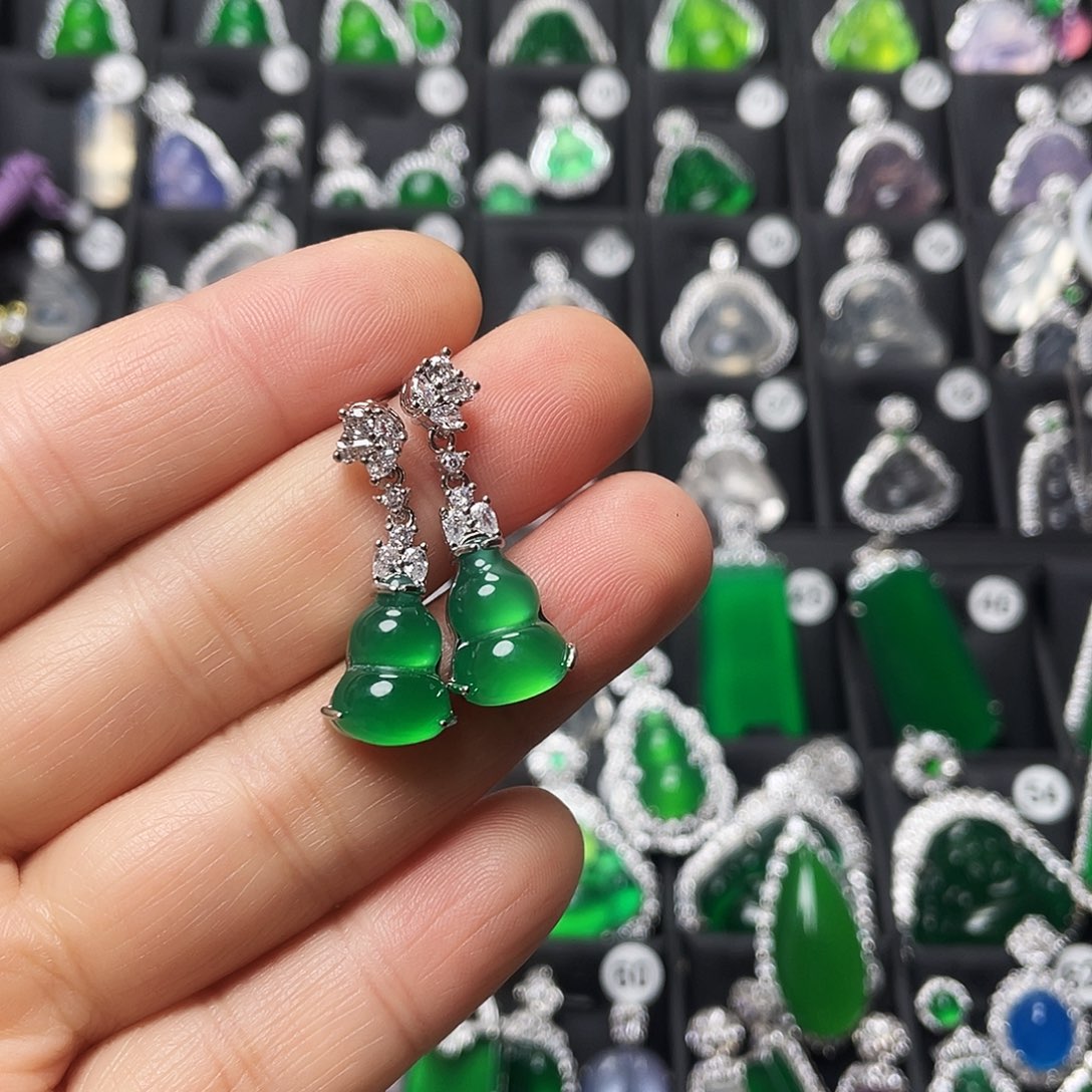 玛瑙/玉髓合金耳钉